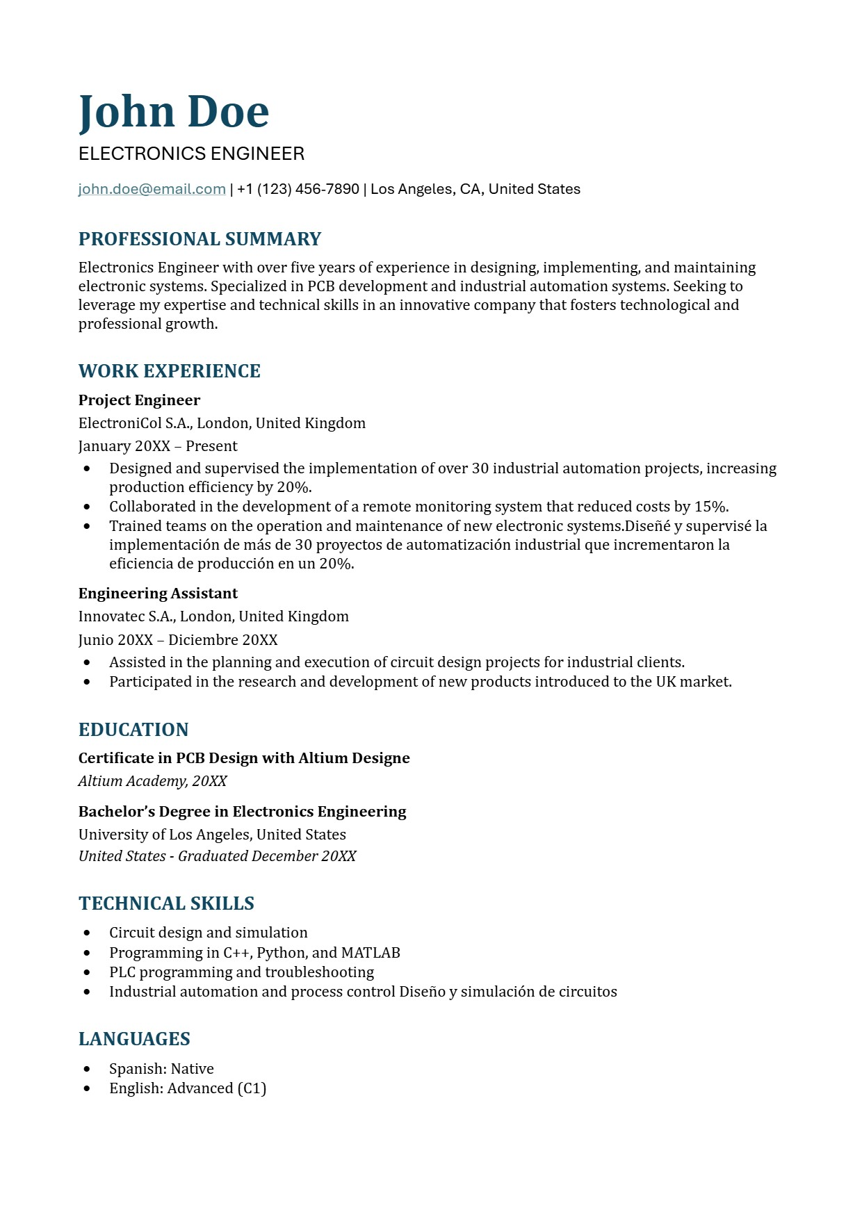 Resume template - Tech